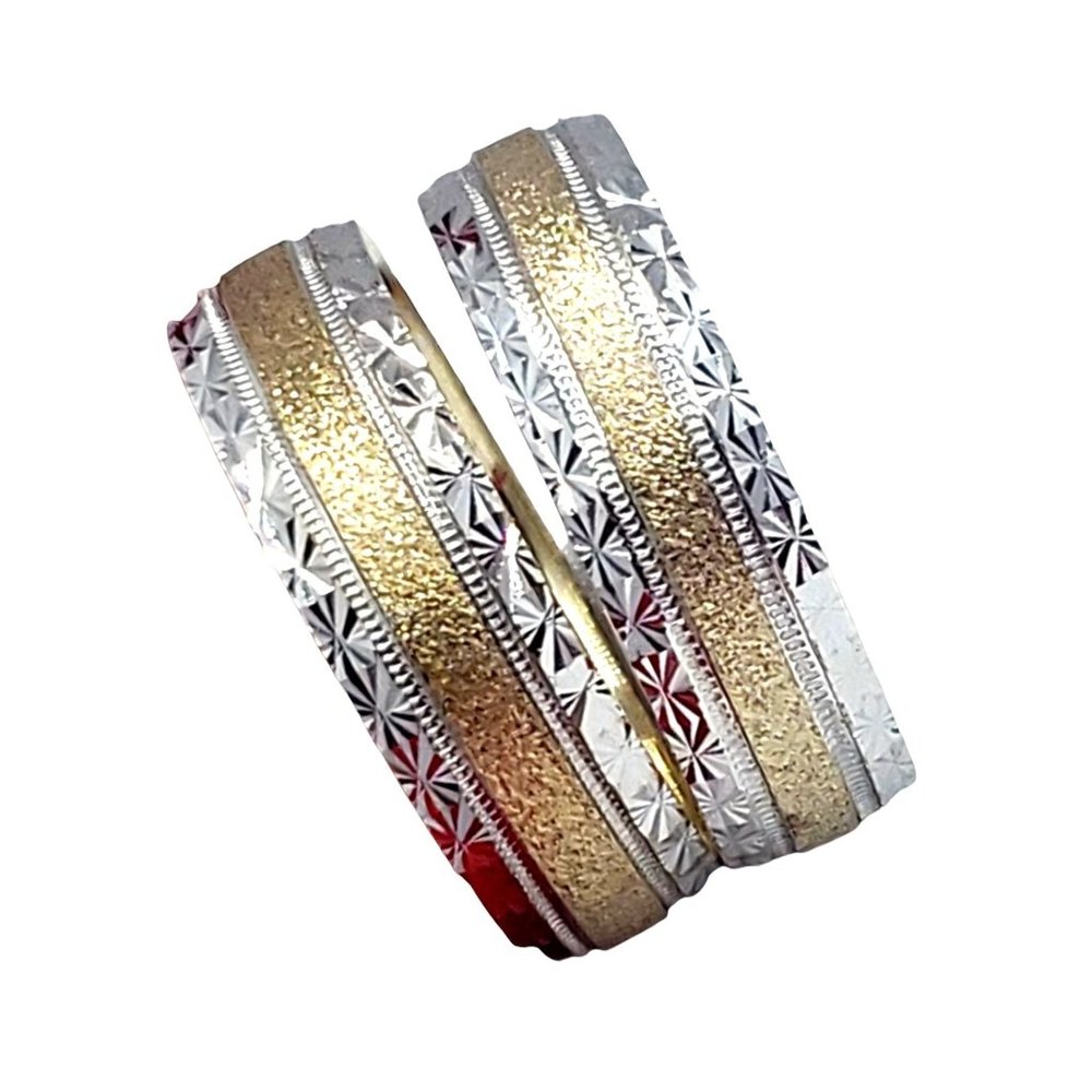 Solid 14K White and Yellow Gold Two Tone Wedding Ring - Picture 3 of 16
